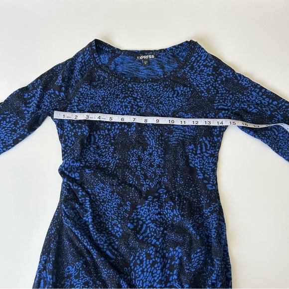 Express Body Con Snake Print Blue and White Mini Dress - Picture 4 of 9